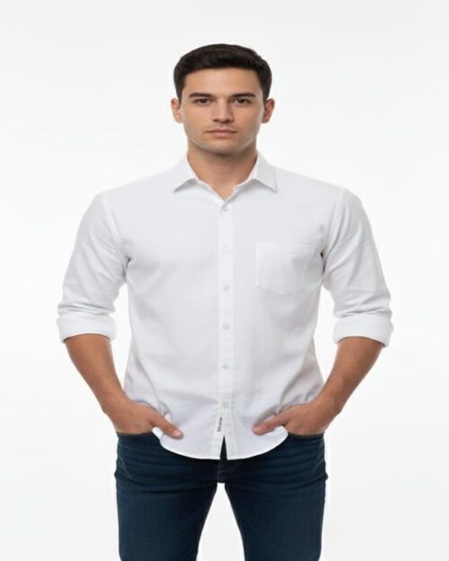 premium white cotton formal shirt for men